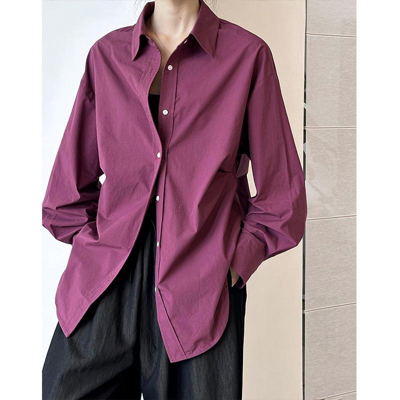 Tachibana Korean fashion lapel chic long-sleeved shirt women's 111711116 spring new non-ironing niche design