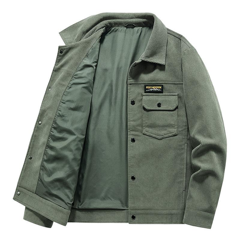 

Вельветовая куртка мужская осенняя новая мода среднего возраста с лацканами повседневное осеннее пальто 5XL