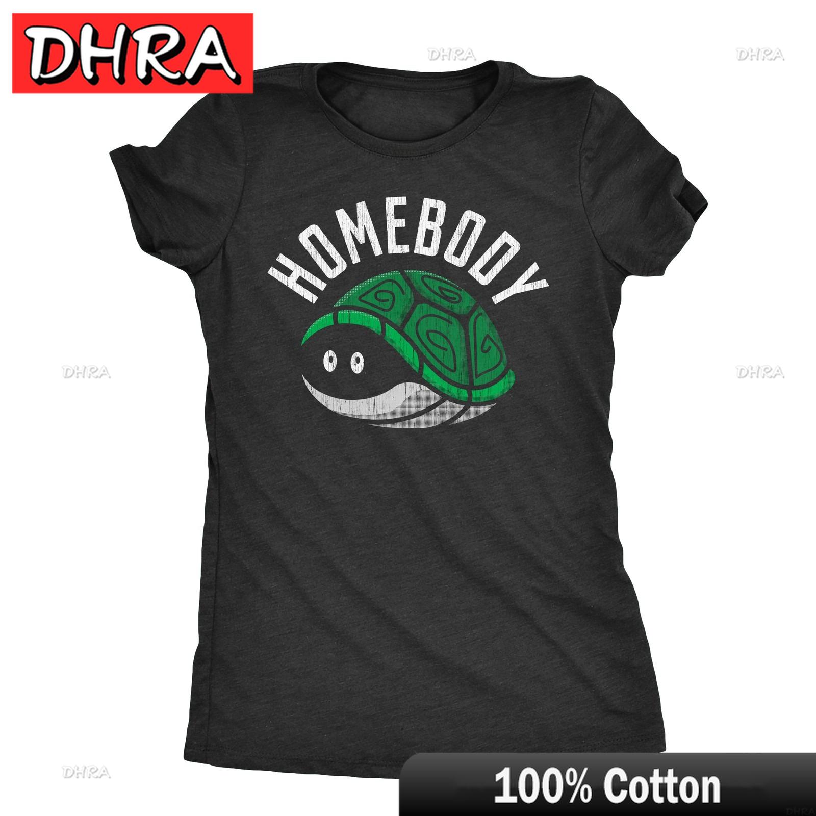 Womens Homebody T Shirt Funny Introverted Turtle Shell Joke Tee for Ladies Grunge Crew Neck Tee Street Fashion Trendy Graphic S
