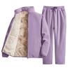 Winter Men's Women's Wool Hooded Long Pants Set Warm Cold Resistant Thick Sportswear Two-piece Set Casual Sportswear