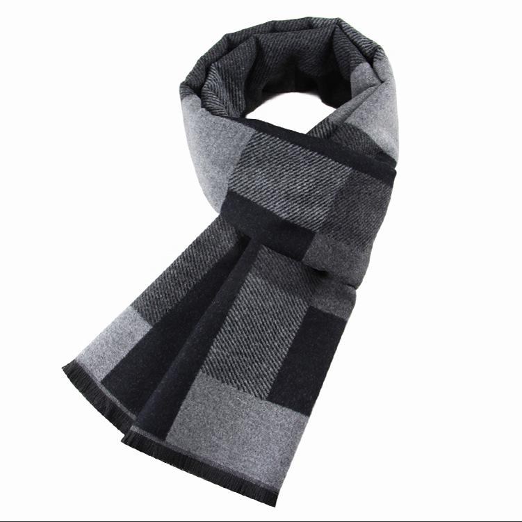 Winter 2026 Men's Fashion Jacquard Plush Scarf - Versatile Imitation Wool Plaid Neck Gaiter.