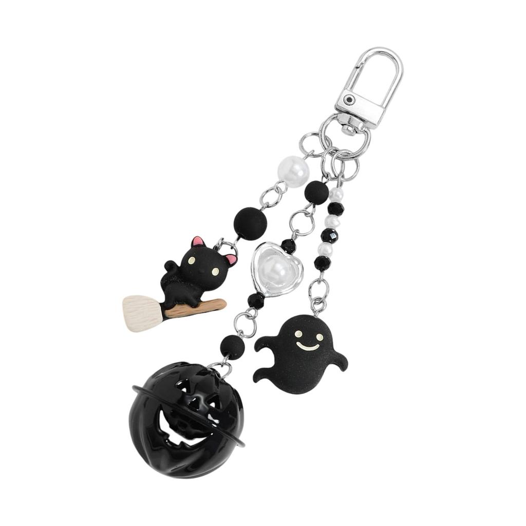 Sturdy Zinc Alloy Halloween Keychain Decorated With Skeleton Bell And Devil Ornaments For Gifts