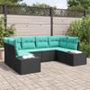 Garden Sofa Set with Cushions 6 pcs Black Poly Rattan