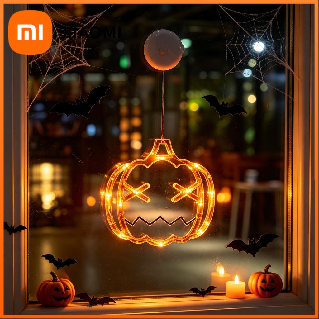 Xiaomi Halloween Window Lights Home Indoor Pumpkin Spider Ghost Witch Hat Hanging LED Sucker Lamp for Home Bar Halloween Party Decor