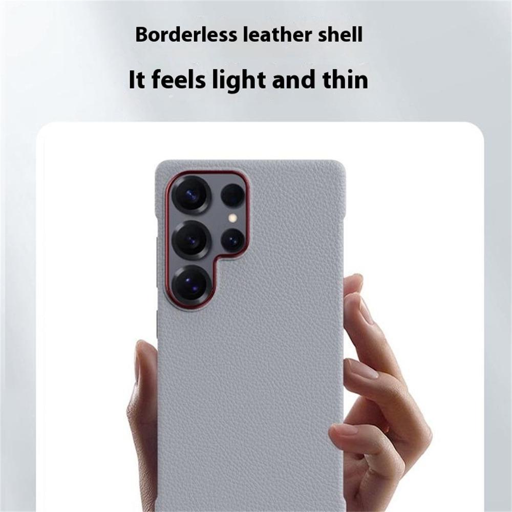 For Samsung Galaxy S25 Ultra Case Borderless Slim Anti Drop Leather Texture PC Phone Back Cover