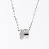 925 Silver Platinum Plated Bold Double Ring Women's Necklace