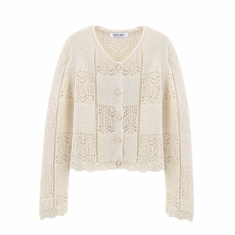 Kaslead New Women Clothes Western Style Fashion Simple Jacquard Mesh Knitted Outerwear 6771061