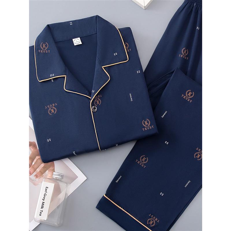 Pijamale Bărbați Bumbac Mânecă Lungă - Primăvară Până în Iarnă, Mărimi Mari, Haine de Casă Elegante pentru Tineret