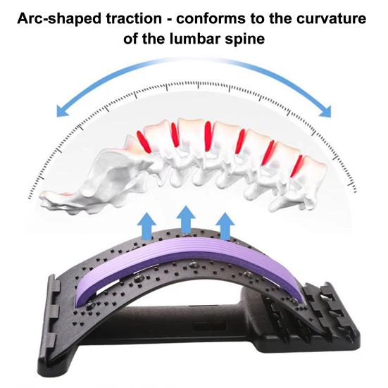 Yousheng Lumbar Stretcher Back Stretcher, Adjustable Lower Back Pain Relief Massager with Magnetic Therapy & Massage Points, Ergonomic 26 Curve Spine
