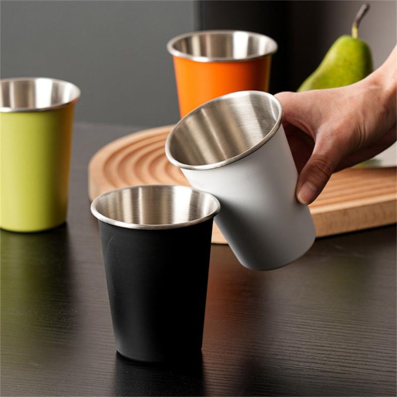 4pcs Stainless Steels Drinking Cups Outdoor Travel Cups 350ml Coffees Milk Beer Mug Stackable Camping Cup Enduring
