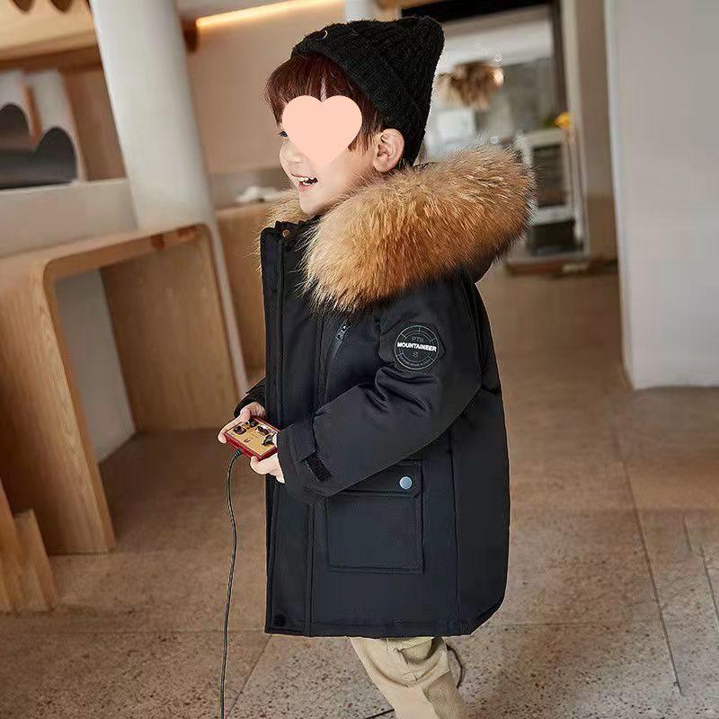 Boys' Mid-Length Winter Cotton Coat: 2025 New Thickened Jacket for Little Boys