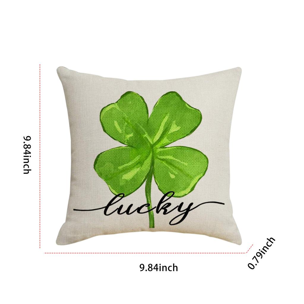 NEW St Patricks Day Four-Leaf Throw Pillow Cover Multi-Purpose Green Plant Pattern Cushion Sleeve for Sofa Living Room Couch Bed