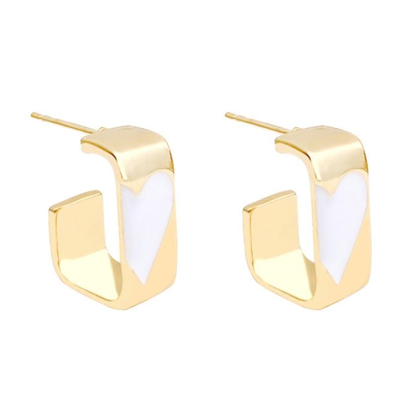 

2Pcs Minimalist Geometric Splice Heart Square Earrings All-matched Earrings Retro Simple Earrings Suitable for Ladies 1