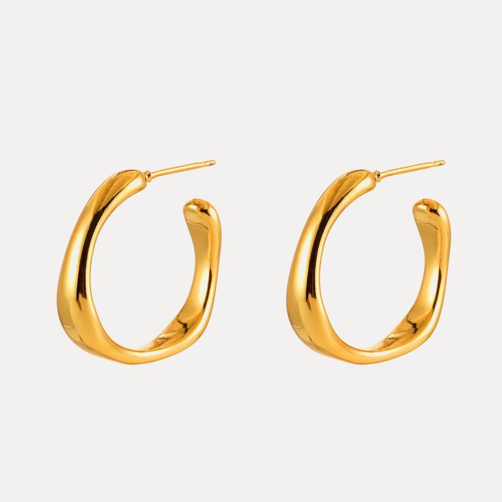 2026 Retro Fashion Geometric Stud Earrings Women s Light Luxury Niche Design Simple and Exaggerated C-shaped Earrings