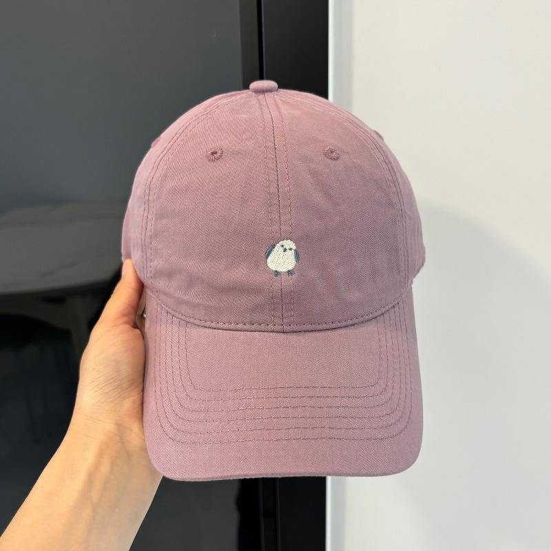Cute cartoon chick embroidered baseball cap female new wide brim showing face small hat soft top cap male