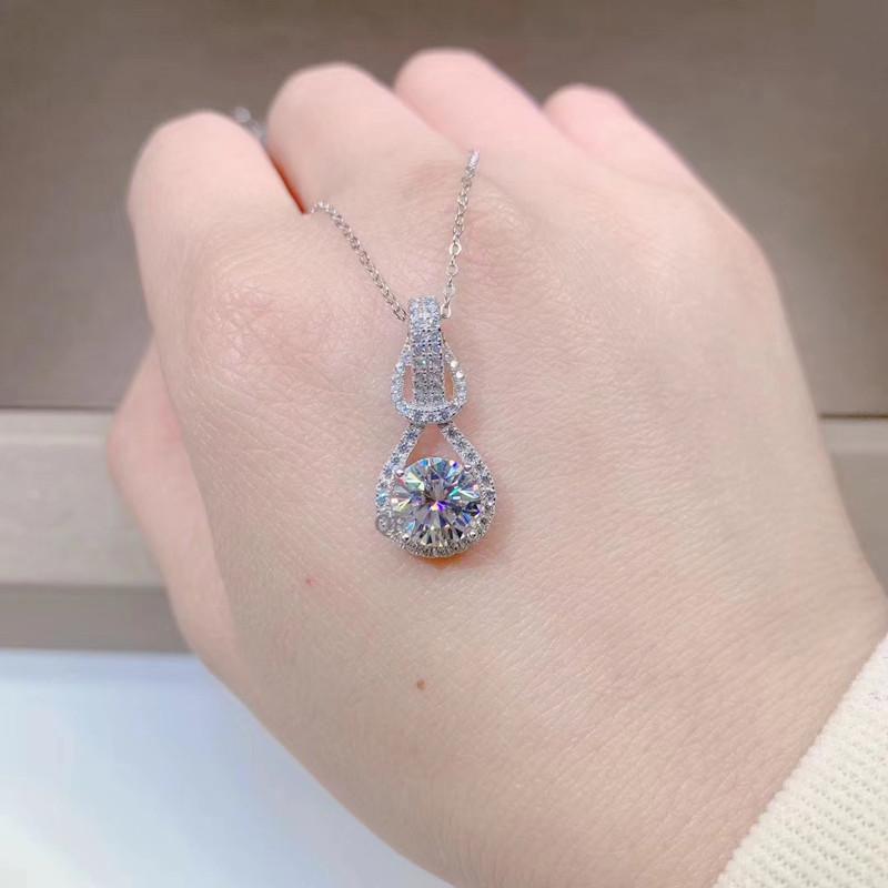 Buyee 925 Sterling Silver Female Wedding Pendant Chain White Zircon Necklace for Women Fashion Classic Party Fine Jewelry Chain