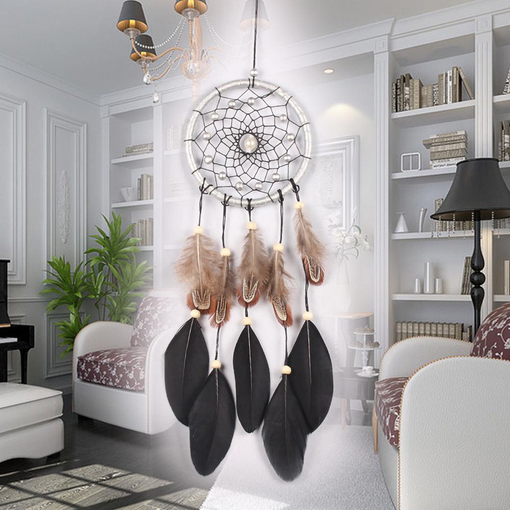 Buy Black Feather Dream Catcher Feather Bead Wall Hanging Decor Home