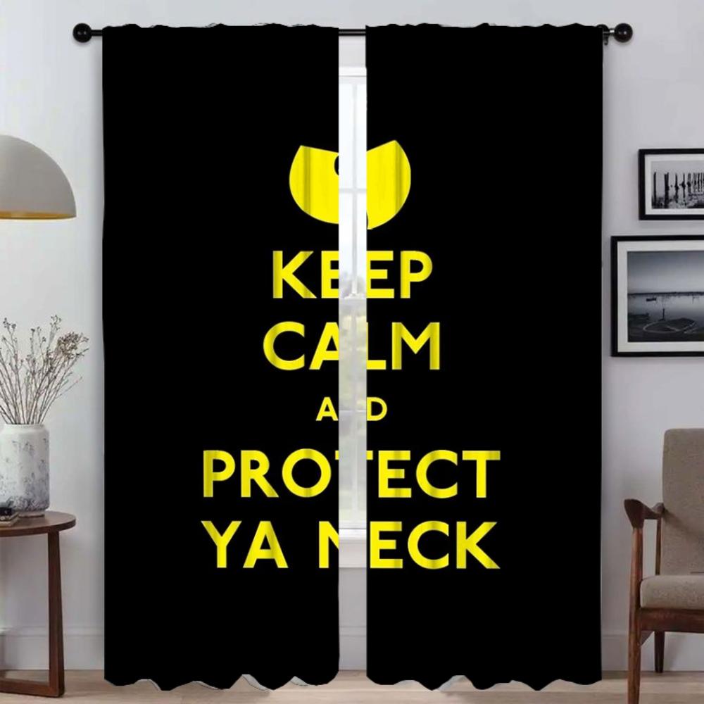 Set Of 2 Wu Tang Clans Partition Curtains Living Room Curtain Halloween Decoration Tulle Bedroom Home Interior For Made Polyester