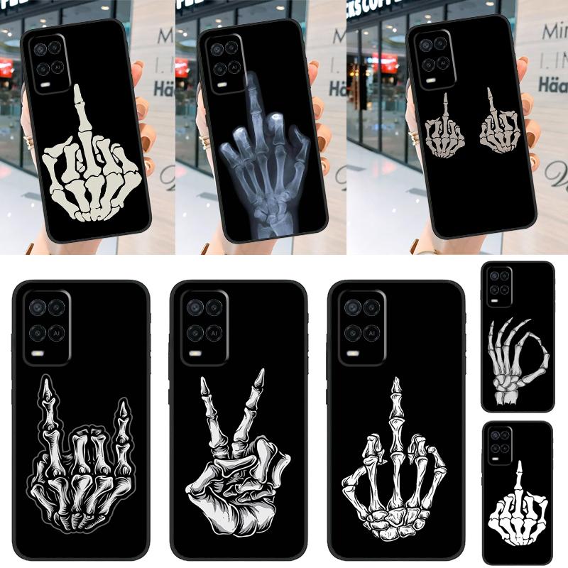Skeleton Middle Finger Case For OPPO A53 A31 A5 A9 A96 A76 A16 A54 A74 A94 A52 A72 A92 A93 A15 A57 A77 A17 Cover