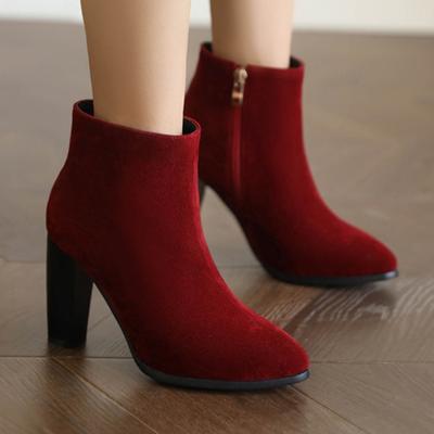 Stivaletti da Donna Autunno Inverno Tacco Alto Stivaletto Corto Per Donna Rosso Nero Tessuto Scarpe da Festa Donna Taglia Grande 45 47 Moda