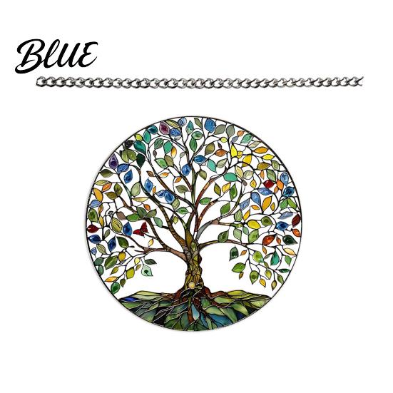 Acrylic Window Sun Catcher Tree of Life Round Hanging Sign Stained Glass Suncatcher Decoration Decoration Wall Ornament for Indoor Outdoor