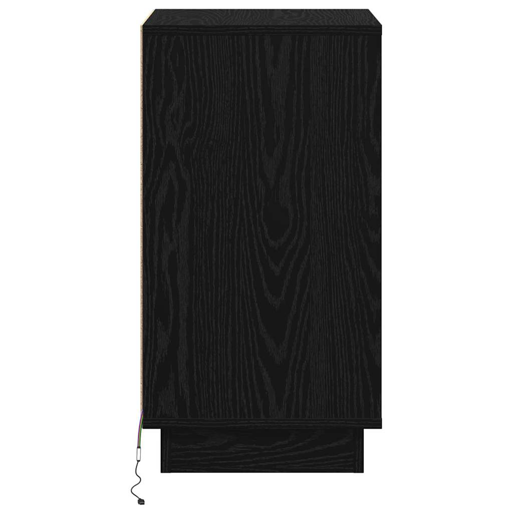 Nightstand Black Oak Effect 39 x 34.5 x 65 cm Engineered Wood