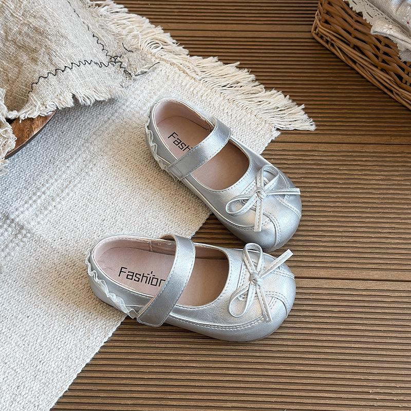 2026 Kids' Korean Style Bow Leather Flats - Versatile, Comfortable Princess Dance Shoes for Spring & Autumn
