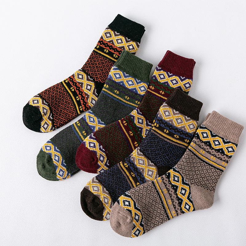 5 Pairs of Winter Socks, Women's Thickened Rabbit Wool Socks, Ethnic Wind Tube Socks, Men's and Women's Socks