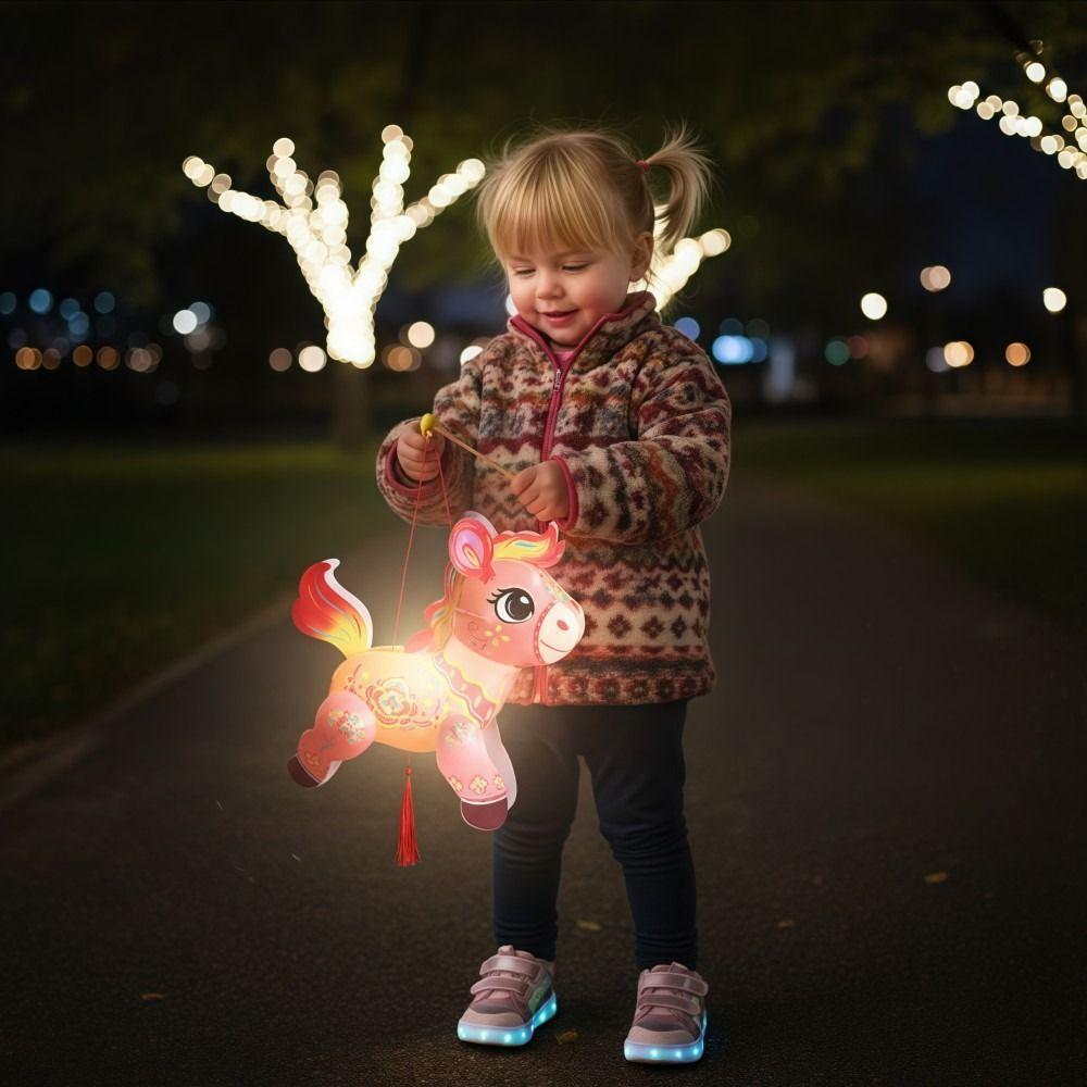 Cartoon Horse Year Lanterns Pony Shape New Year Lanterns  Holiday Kid's Toys