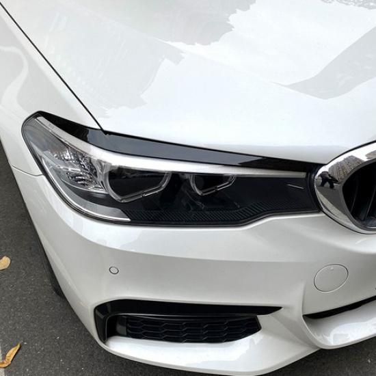Front Headlight Eyebrow Lamp Trim For BMW 5 Series G30 525i 530i 2017- Black