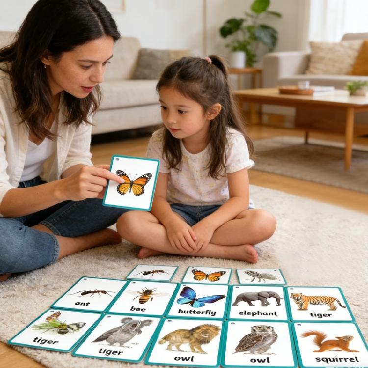 Friendly Animal Insect Cards Vocabulary Flashcards For Toddlers To Develop Language Skills Through Visual Stimulation