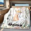 Giraffe Zebra Hippo Floral Background Design Artwork Blanketcustomizable With Your Namecomfortable And Stylish Perfect For Travel Beds Chairs Offices