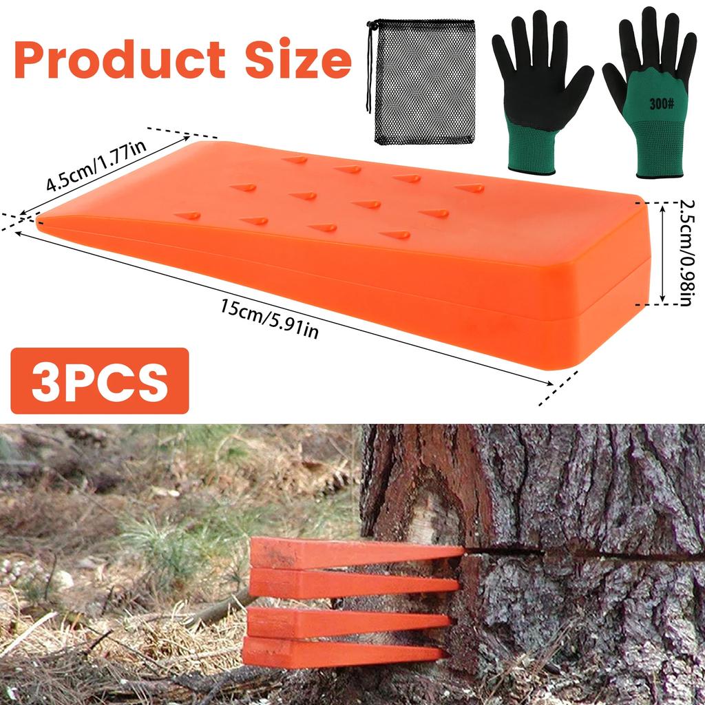 3Pcs Felling Wedges Plastic Chainsaw Wedges Spiked Wear Resistant Tree Cutting Wedges Logging Supplies Safety Woodcutting Tool