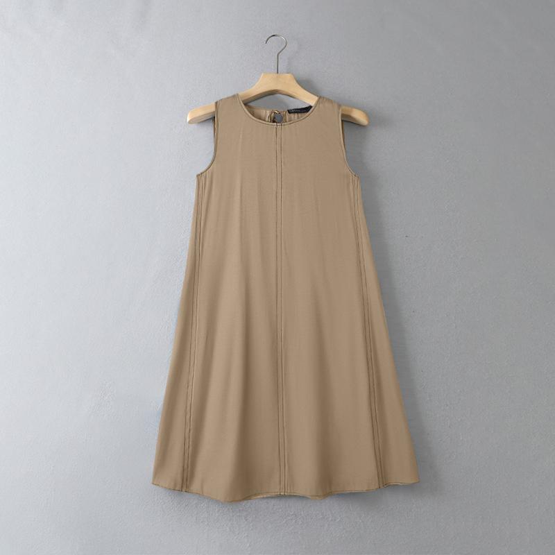 

ZANZEA Женское повседневное летнее платье без рукавов с круглым вырезом 5XL хаки