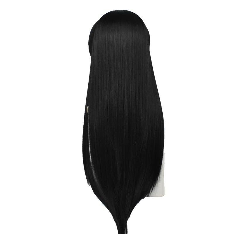 33" Long Straight Black Cosplay Wig – Voluminous Center-Parted Synthetic Hairpiece for Anime Convention & Stage Performance
