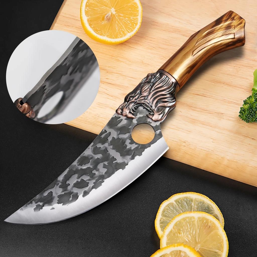 Handmade Forged Stainless Steel Kitchen Knife Fish Sculpture Knives Boning Knife Meat Cleaver Fruit Vegetables Cutter Tool