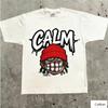 Streetwear Unisex Cotton TShirt Featuring Edgy Cartoon HipHop Design and CALM Graffiti Text HipHop Style Top