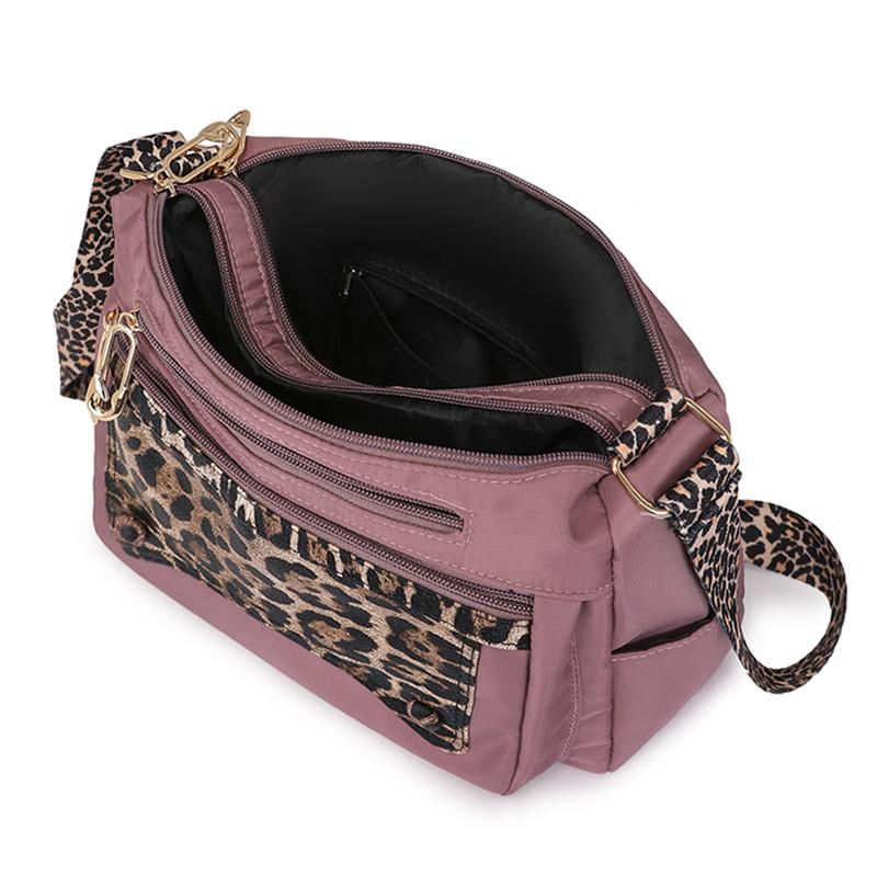 Large Capacity Women's Shoulder Bag Nylon Crossbody Bag Leopard Print Small Bag Mother Bag
