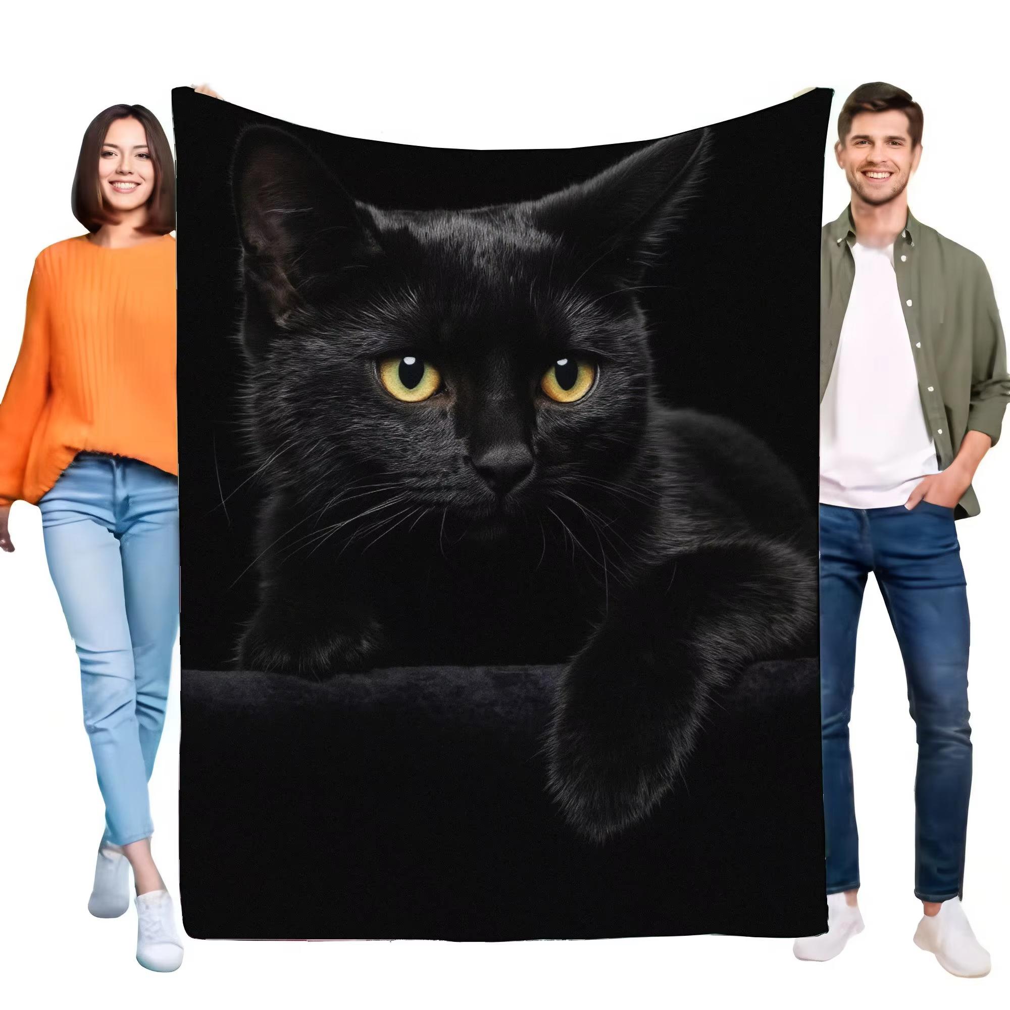 

Black Cat Plush Throw Blanket Soft Comfortable Lightweight Sofa Bed Blanket Unique Gift for Cat Lovers 75x100cm (30x40inch)