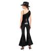 Children‘s Disco Dance Costume Sequins Tassels One Shoulder Sleeveless High Waist Flared Jumpsuit and Fedora Hat for Party Performance