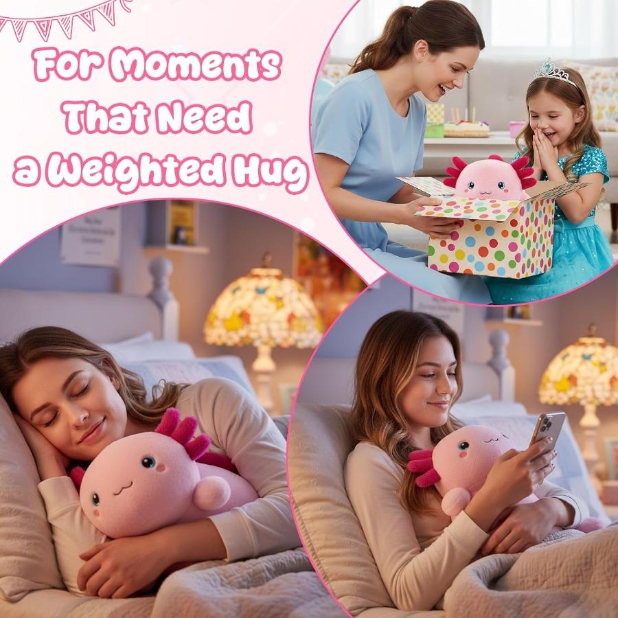 Weighted Stuffed Animal Axolotl Gentle Plush Toy 9.8 Inch 0.8 Lb Adorable Hugging Pillow Designed for Adults Home Decoration Xmas Birthda