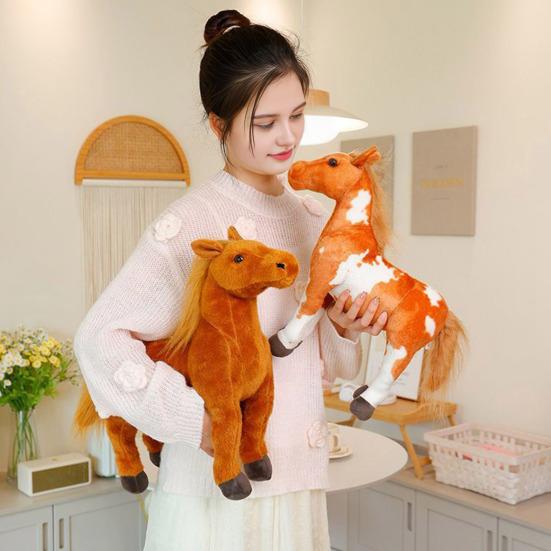 Kids Horse Doll Fleece Fabric Foal Shape Doll PP Cotton Filling Easy To Maintain Children Playroom Horse Companion