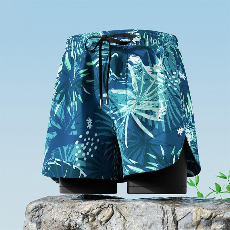 Mens Quick-Dry Swim Trunks With Inner Brief Support Loose Fit Athletic Board Shorts Swimming Beach Surfing