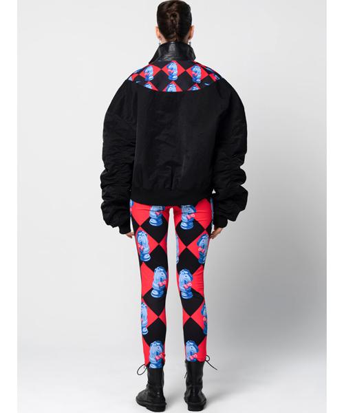 GREEDILOUS Chessboard Blue Knight Print Trousers