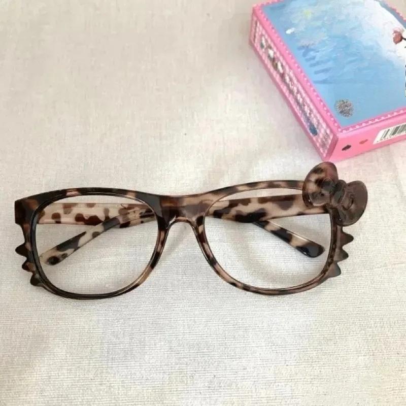 Stylish Leopard Print Eyeglass Frame Bow Accessories Adorable Cartoon Style Anime Y2K Vintage Reading Eyeglass Frame Girls Gifts