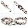 Pet collar dog lettering metal traction cat neck ring leopard print Japanese and Korean dog collar dog neck ring pet