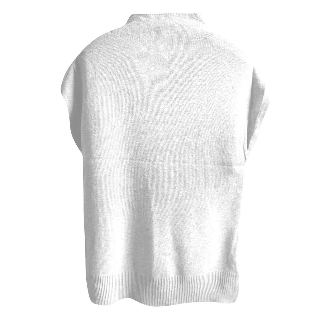 Moda malha manga curta meia gola alta camiseta para mulheres
