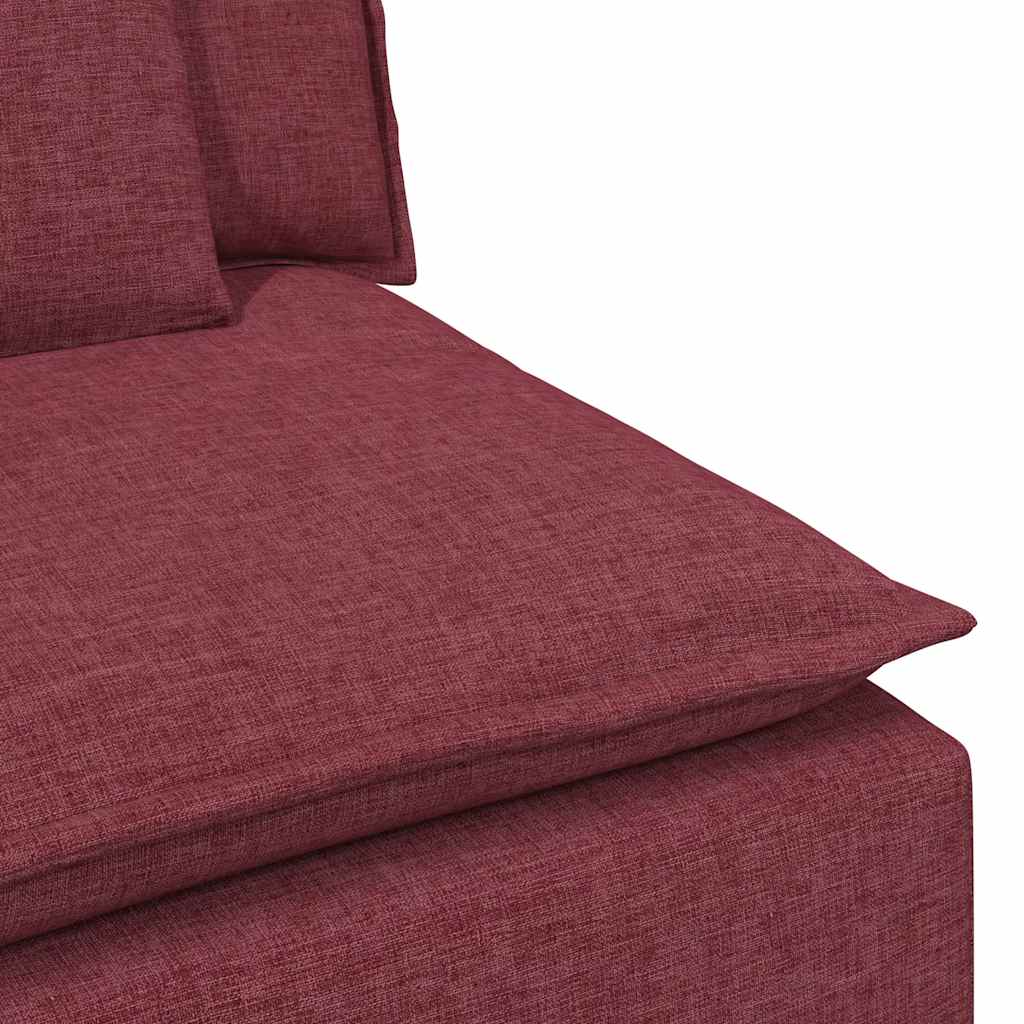 Modular Sofa End Module with Armrest and Cushions Burgundy 100 Cm