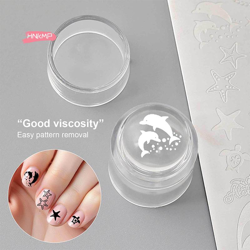 1Pc Erasable Mini Single Head Silicone Nail Stamping Tool with Scraper French Tip Jelly Transfer Stencil for Nail Art