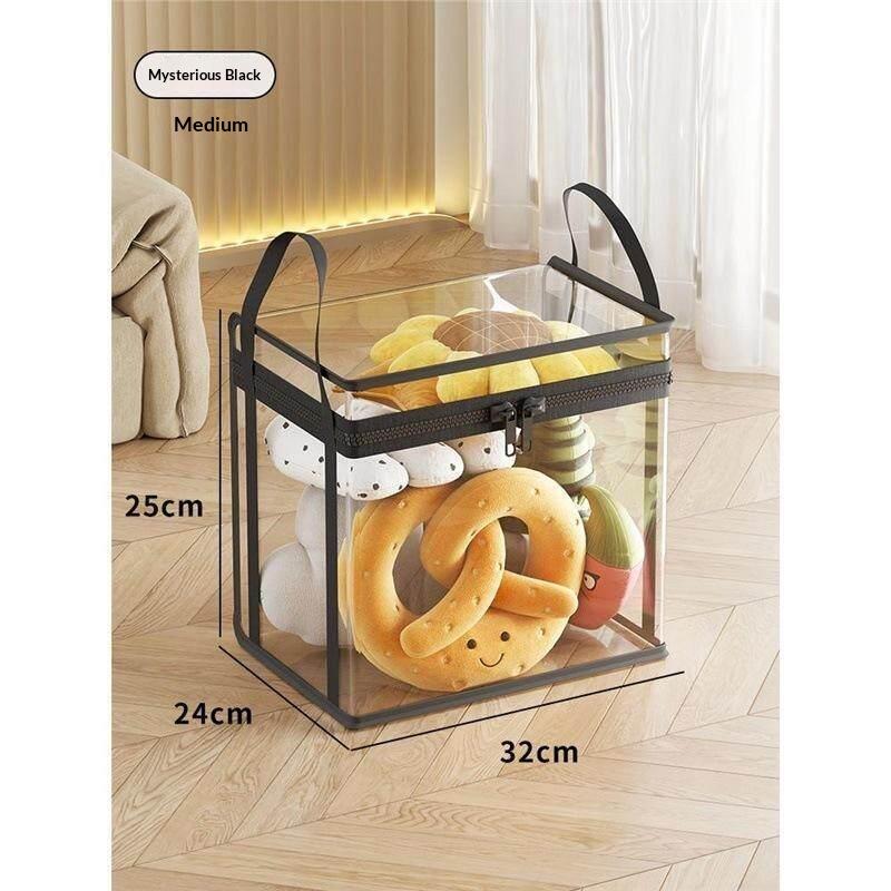Universal Transparent Visible Doll Storage Bag Large Capacity Clear Storage Case With Zipper Handle Moisture-Proof Organizer Box